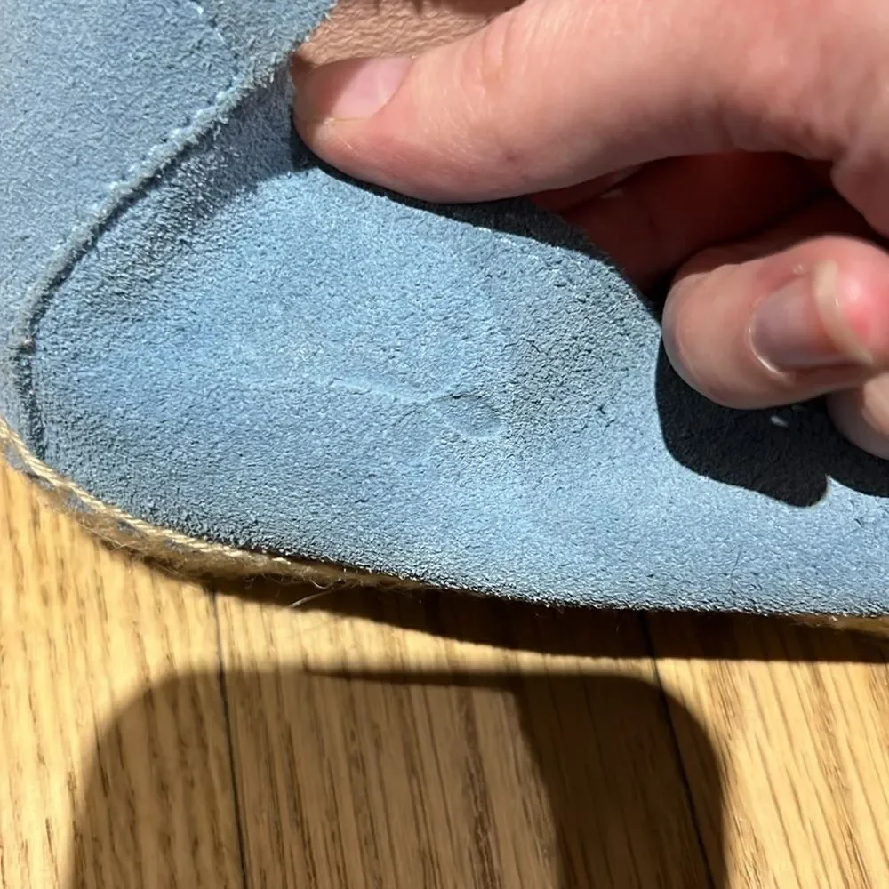 Manabi Suede Sky Blue Platform Espadrilles Flat Shoes Women’s Size 38 Shoes